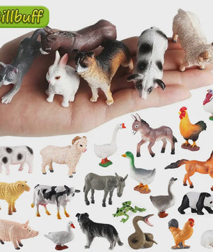 Set van 12 Boerderijdieren Speelgoed Figuren - Paard, Koe, Hond, Kip, Eend, Schaap