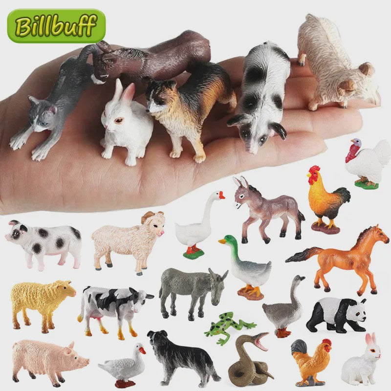 Set van 12 Boerderijdieren Speelgoed Figuren - Paard, Koe, Hond, Kip, Eend, Schaap
