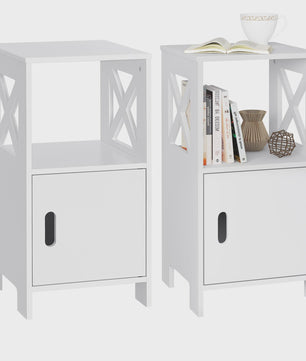Moderne Nachtkastje Wit 30x60x30cm met Deur en Open Compartiment - Slaapkamer Meubel