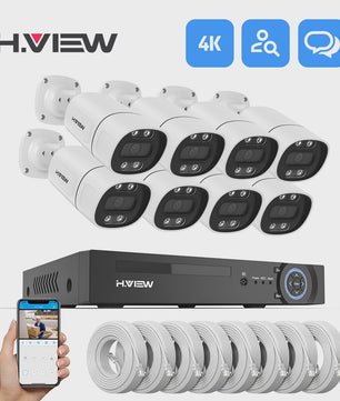 H.View 4K/8MP PoE Beveiligingscamera Systeem met 8-Kanaals NVR & Audio