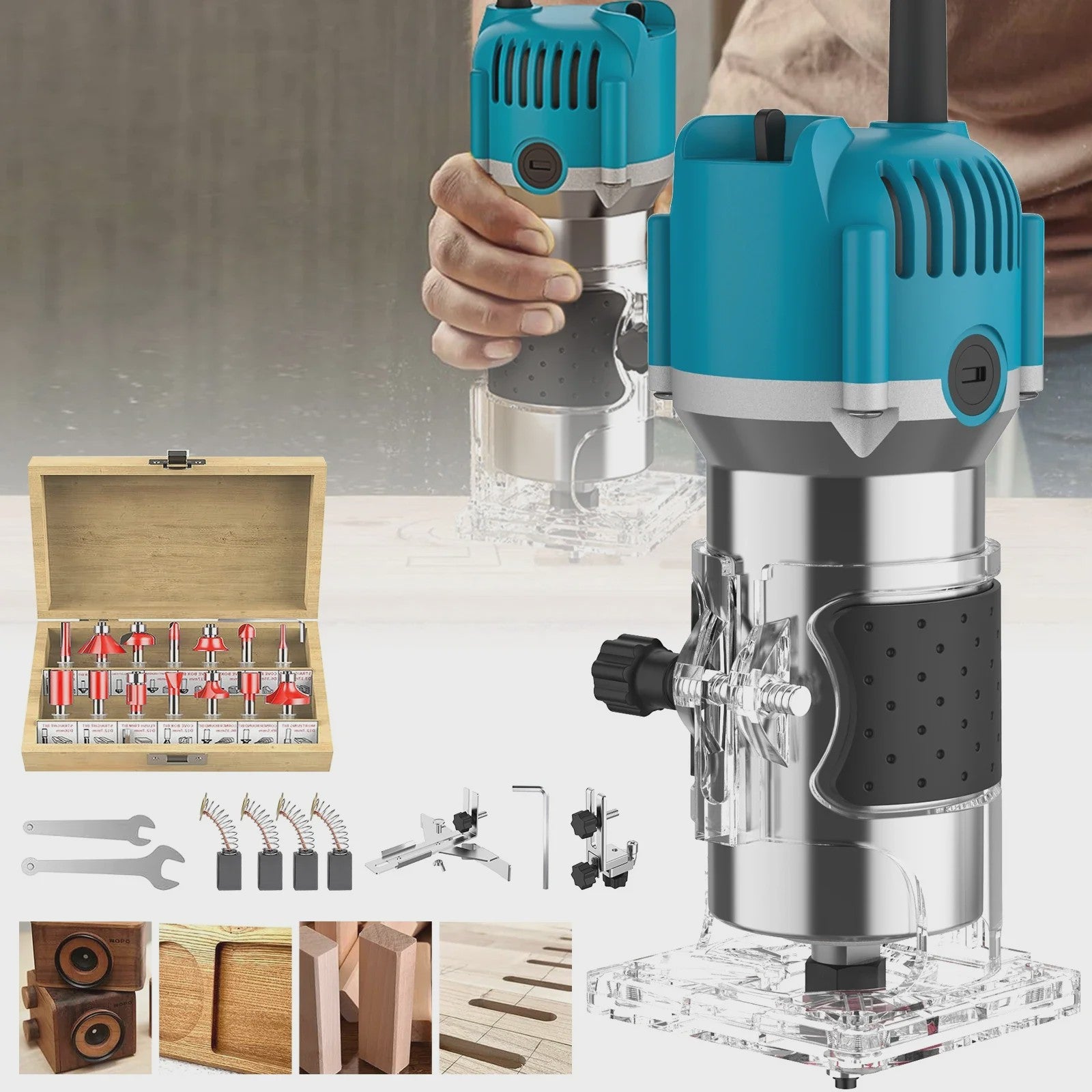 Krachtige Houtfreesmachine 30000 RPM - Elektrische Router voor Houtbewerking en Snijwerk
