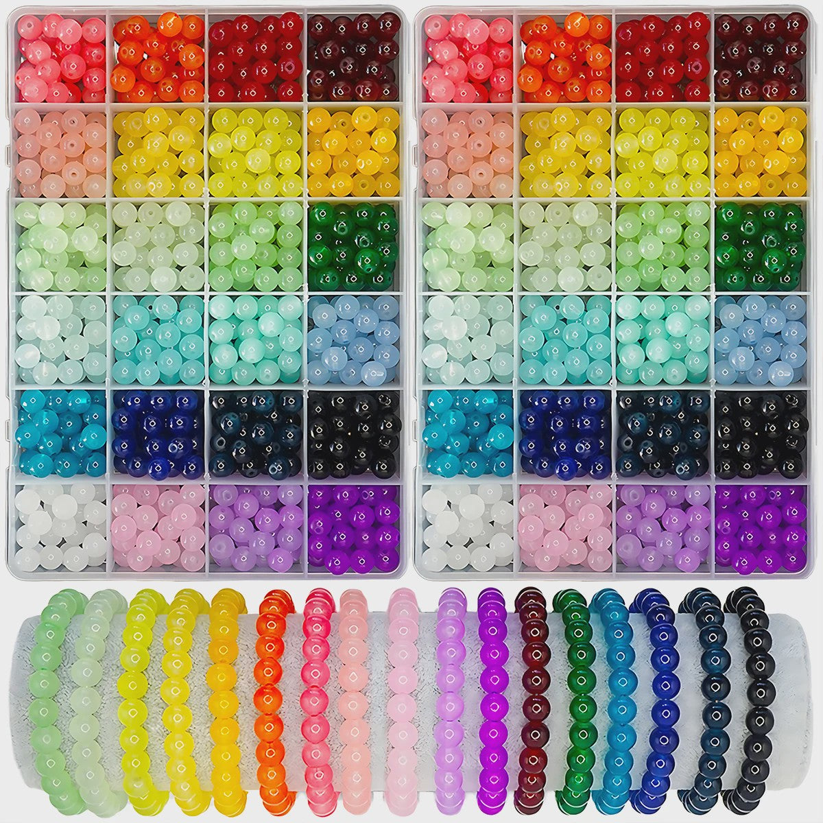 24 Kleuren 8mm Kristal Kralen Set voor Sieraden Maken - DIY Armbanden & Kettingen