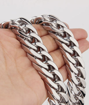 Zware Gepolijste RVS Curb Cuban Ketting - 10-17mm Breed - Waterdicht Sieraden voor Mannen & Jongens