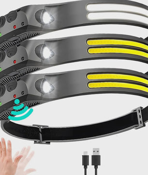 Oplaadbare LED Hoofdlamp met COB Sensor en 6 Modi - Ideaal voor Buiten en Werk