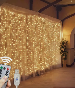 LED Gordijn Lichtjes met Afstandsbediening - USB Feestverlichting voor Huis, Bruiloft & Kerst
