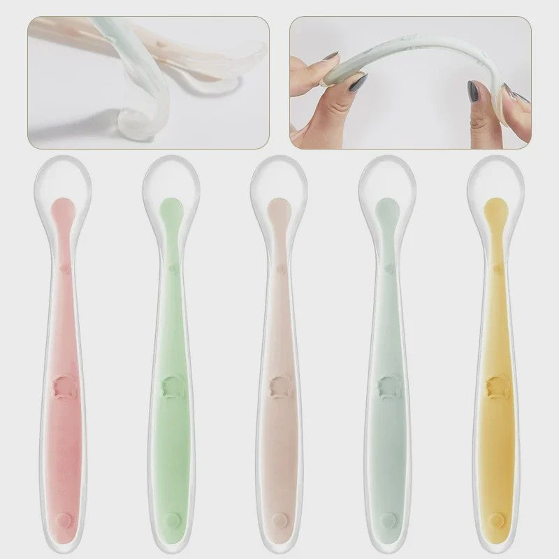 Zachte Siliconen Baby Lepel - Ideaal voor Voedingstraining en Eerste Hapjes