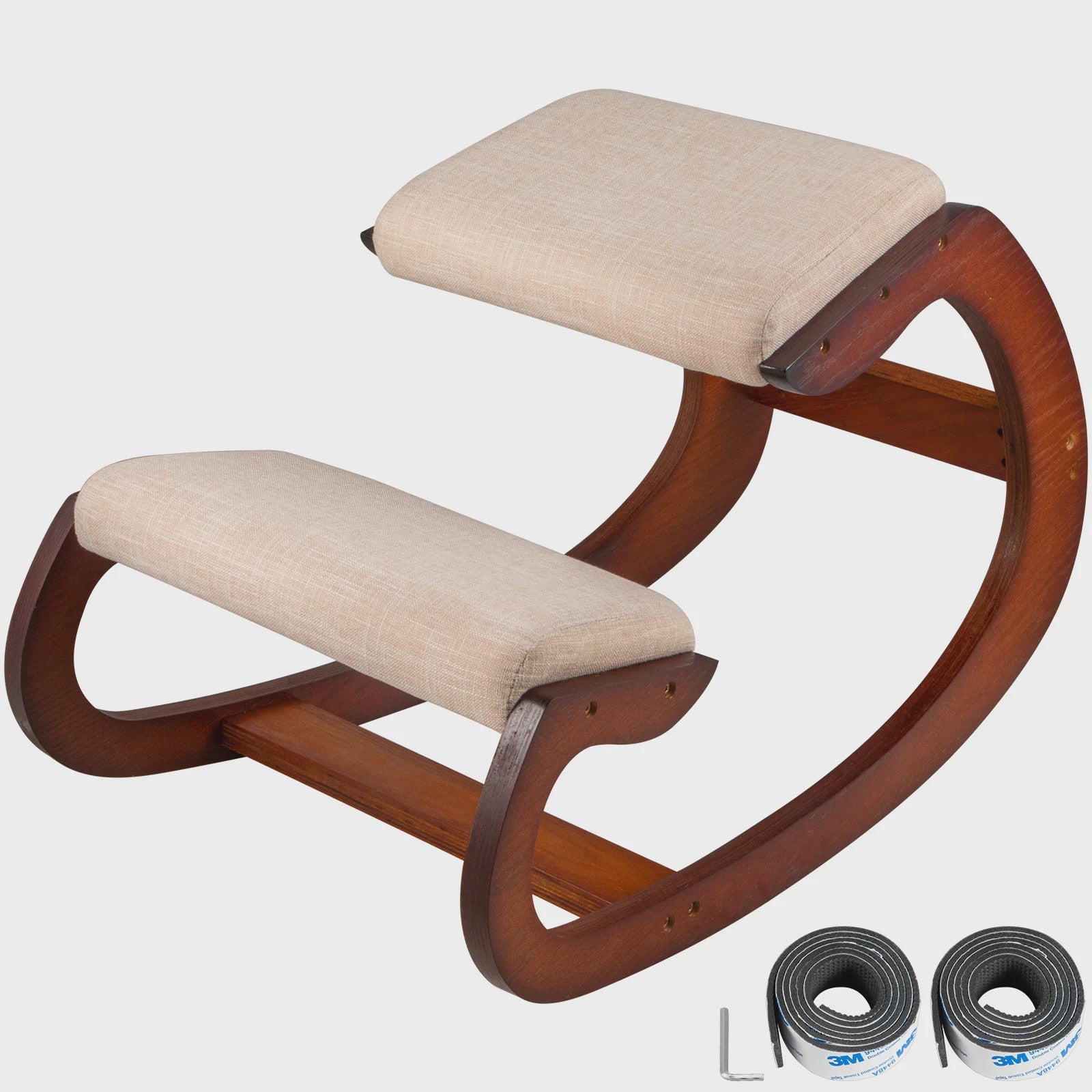 Ergonomische Houten Kniezetel met Schommelmechanisme - Bureau Stoel voor Correcte Houding