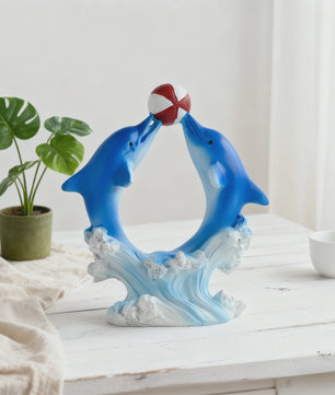 Dolfijn & Hart Decoratie Beeldje - Ocean Thema Resin Ornament voor Bureau en Woonkamer