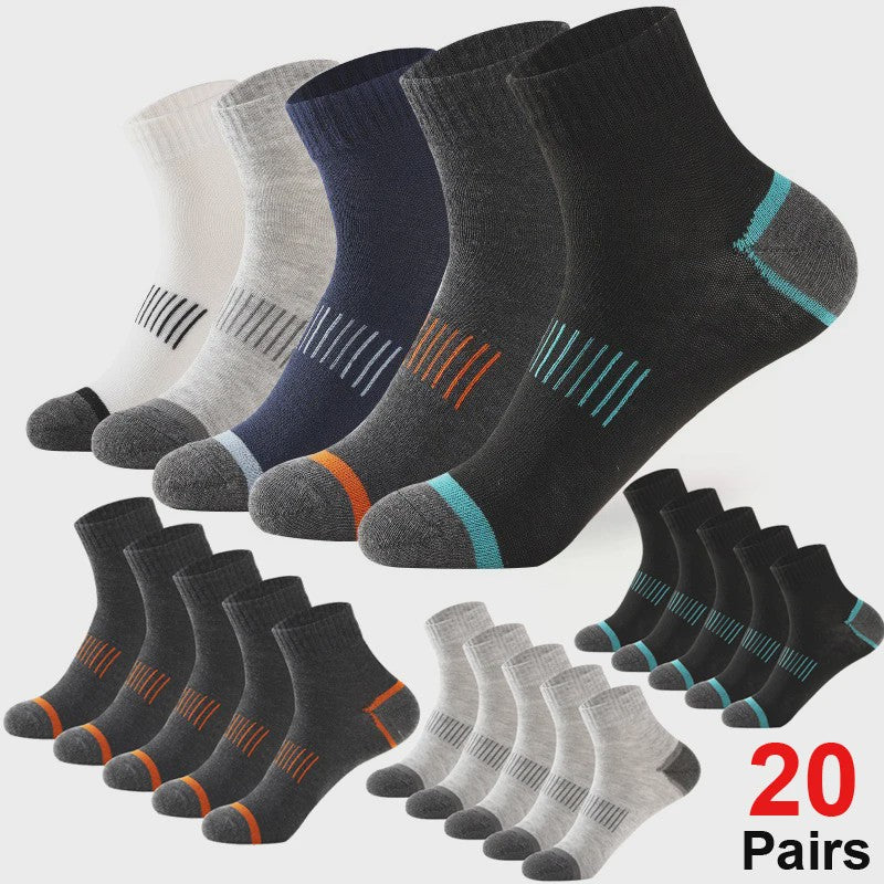 20 Paar Heren Katoenen Sokken - Comfortabel & Ademend - Maat 38-45 - Zwart
