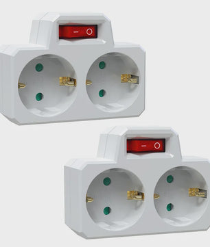 Dubbele Stekkerdoos Adapter met Aan/Uit Schakelaar - Compact & Veilig
