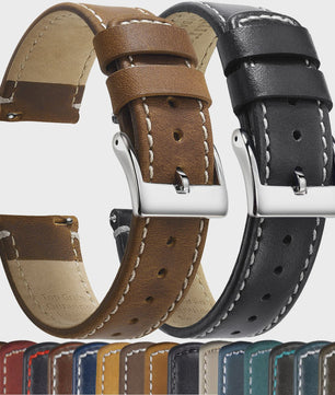 Top Grain Echt Lederen Horlogeband - 20mm/22mm Quick Release - Voor Heren, Dames & Samsung Galaxy Watch