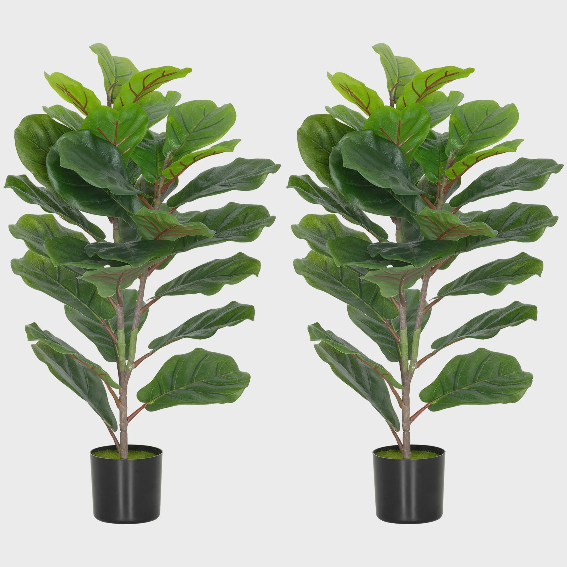 Set van 2 Kunstplanten Ficus Lyrata - 80 cm - Realistische Kunstboom met Pot