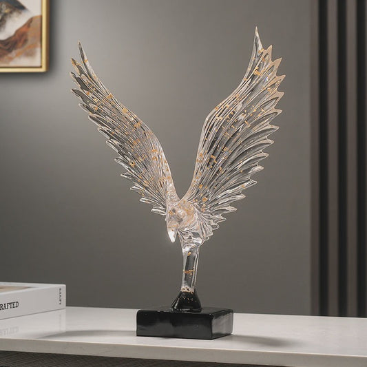 Abstracte Gouden Adelaar Sculptuur - Decoratieve Hars Beeldje voor Thuis