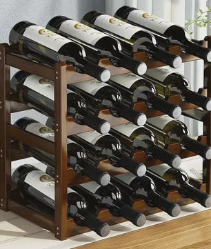 Stijlvol Houten Wijnrek - Decoratieve Flessenhouder voor 12 Flessen