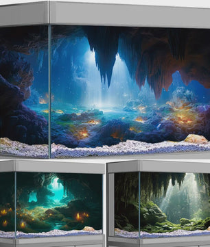3D Aquarium Achtergrond Poster - Onderwater Grot Landschap Decor