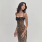 Luxe Leopard Print Jurk met Kant en Pailletten - Feestelijk & Sexy