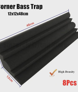 8x Akoestisch Schuim Panelen - 12x12x48cm Hoge Dichtheid Geluidsisolatie Hoek Basstraps