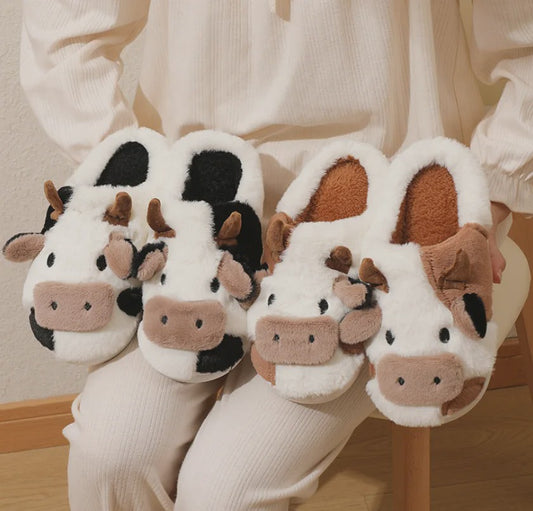 Warme Pluche Koe Pantoffels voor Dames & Heren - Comfortabel & Anti-slip