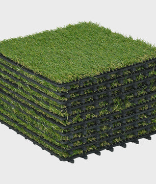 Outsunny Kunstgras Tegels Set van 10 - 30x30 cm - Comfortabel en Groen