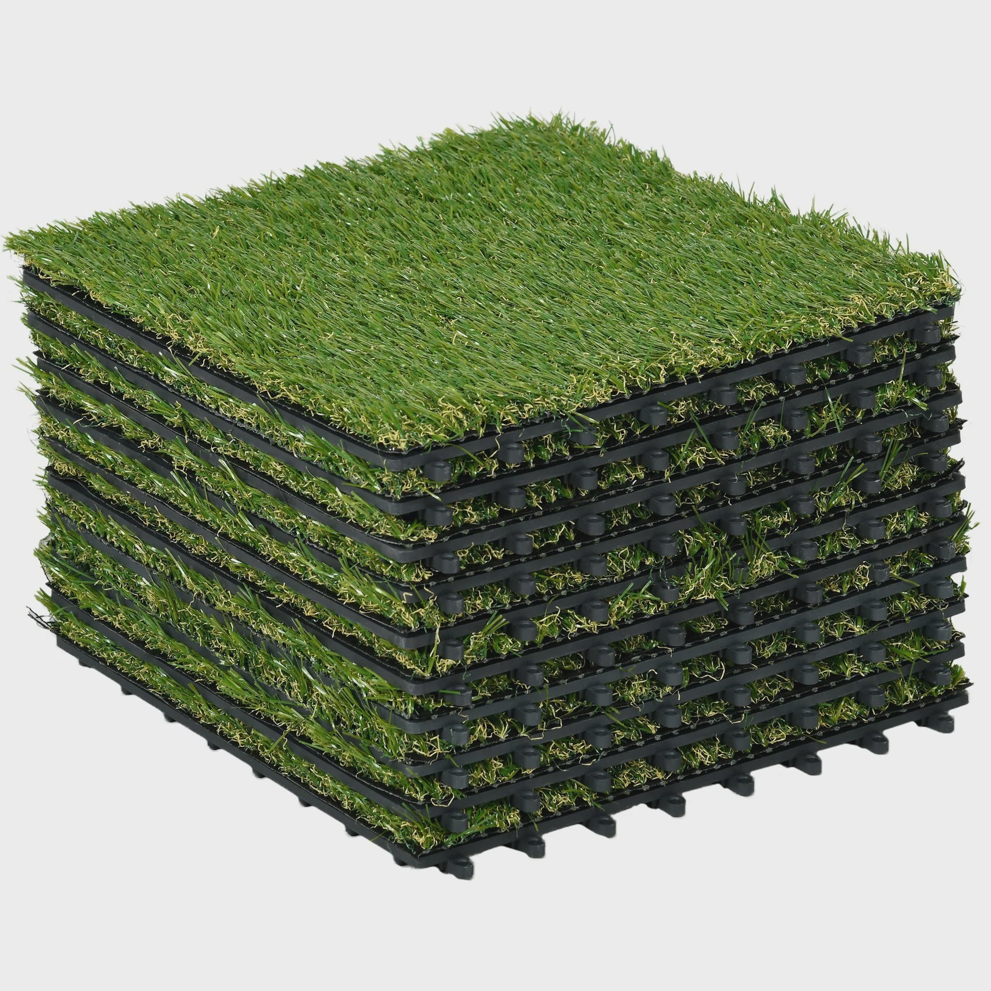 Outsunny Kunstgras Tegels Set van 10 - 30x30 cm - Comfortabel en Groen