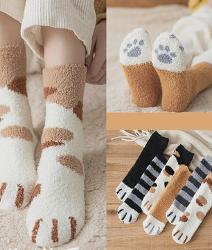 Schattige Dierenpoot Sokken Dames - Kawaii Fleece Sokken voor Thuis & Slapen