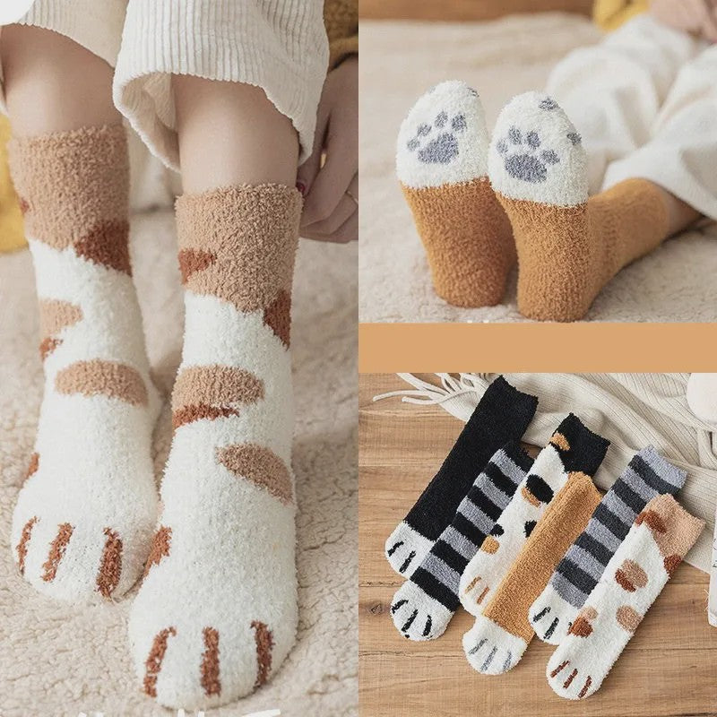 Schattige Dierenpoot Sokken Dames - Kawaii Fleece Sokken voor Thuis & Slapen