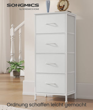 SONGMICS Ladekast met 4 Stoffen Lades - Opbergkast met Stalen Frame en MDF Topblad