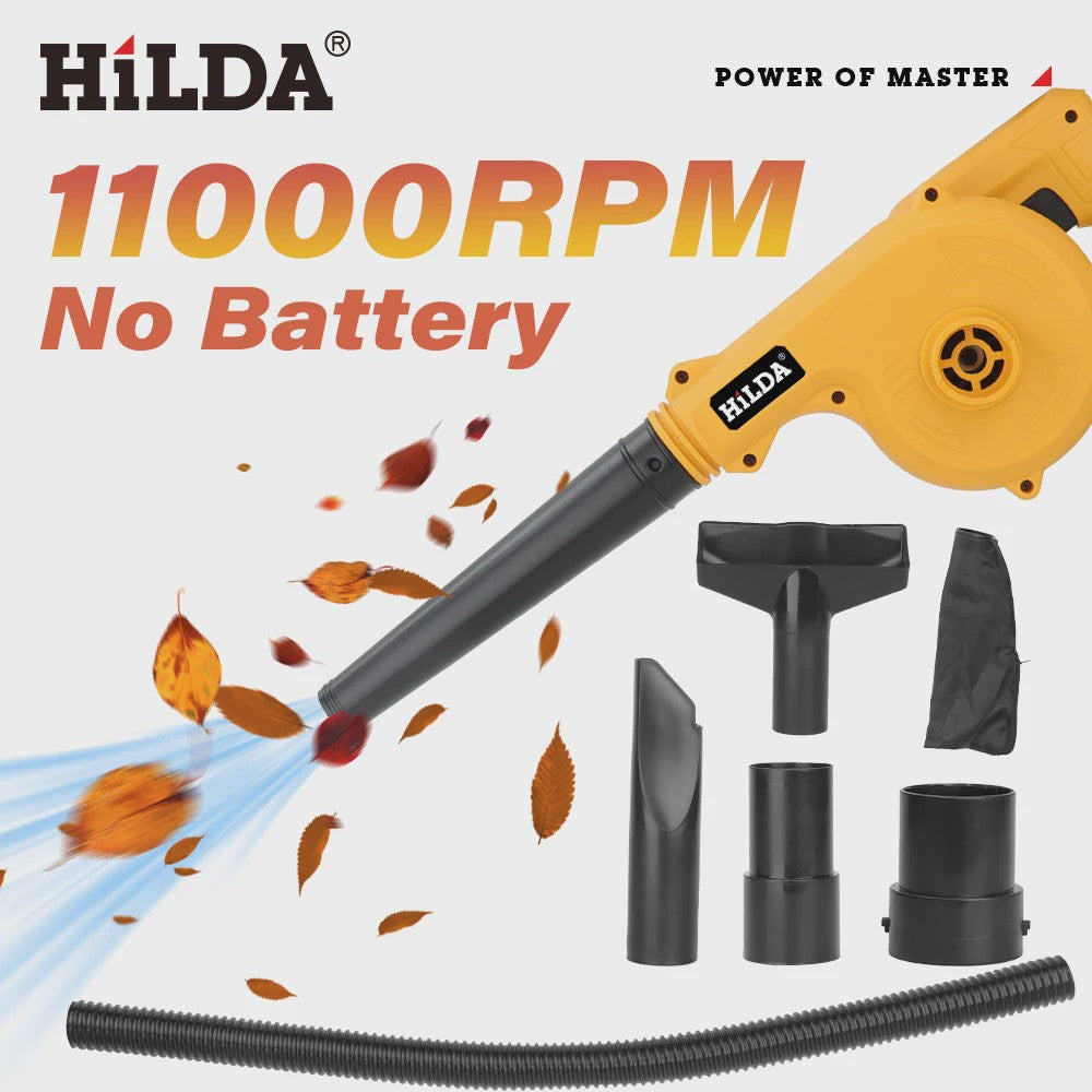 HILDA Accu Bladblazer & Stofzuiger 2-in-1 - Krachtig 21V Gereedschap voor Tuin en Werkplaats