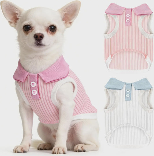 Ademend Hondenshirt met Bordeaux Kraag - Comfortabele Stretch Tanktop voor Kleine Honden