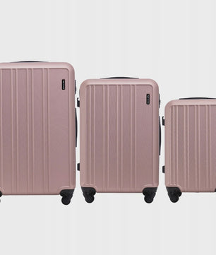 WINGS ABS Trolley Set van 3 (20", 24", 28") - Champagne & Navy Blauw - 360° Wielen
