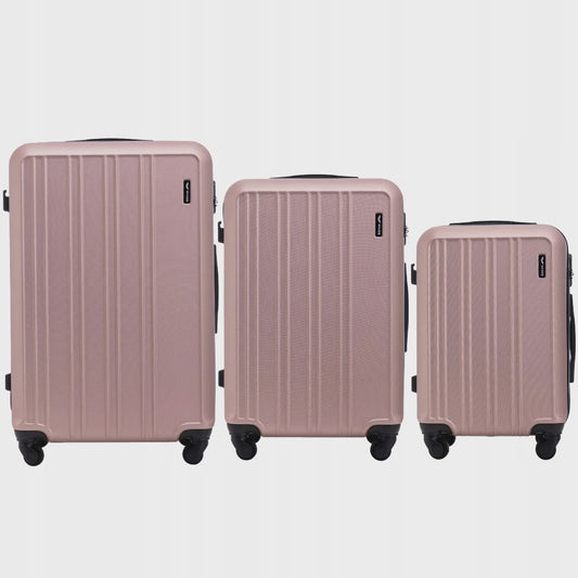 WINGS ABS Trolley Set van 3 (20", 24", 28") - Champagne & Navy Blauw - 360° Wielen