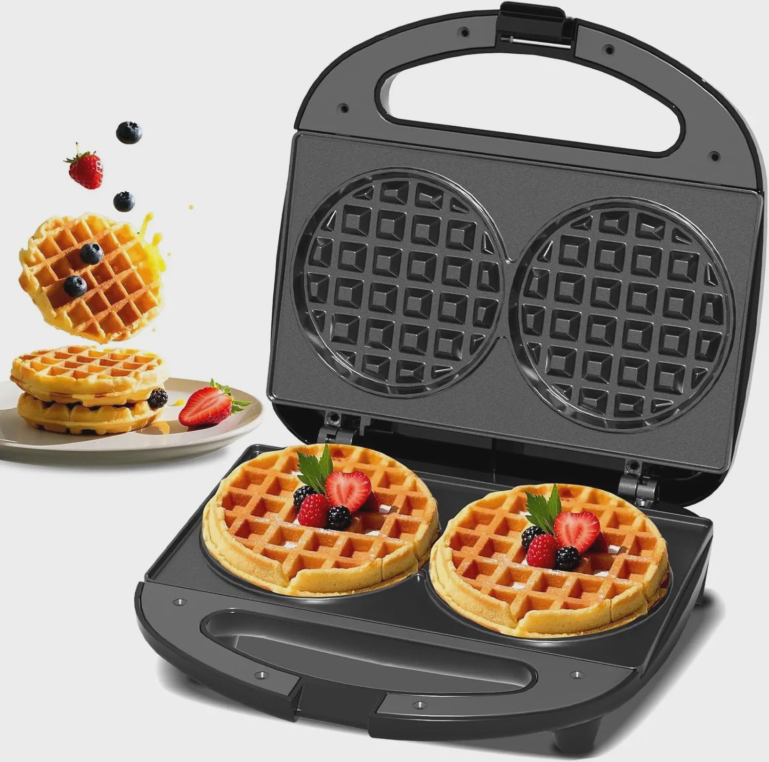 Dubbele Wafelmaker 750W - Anti-aanbak & Automatische Temperatuurregeling