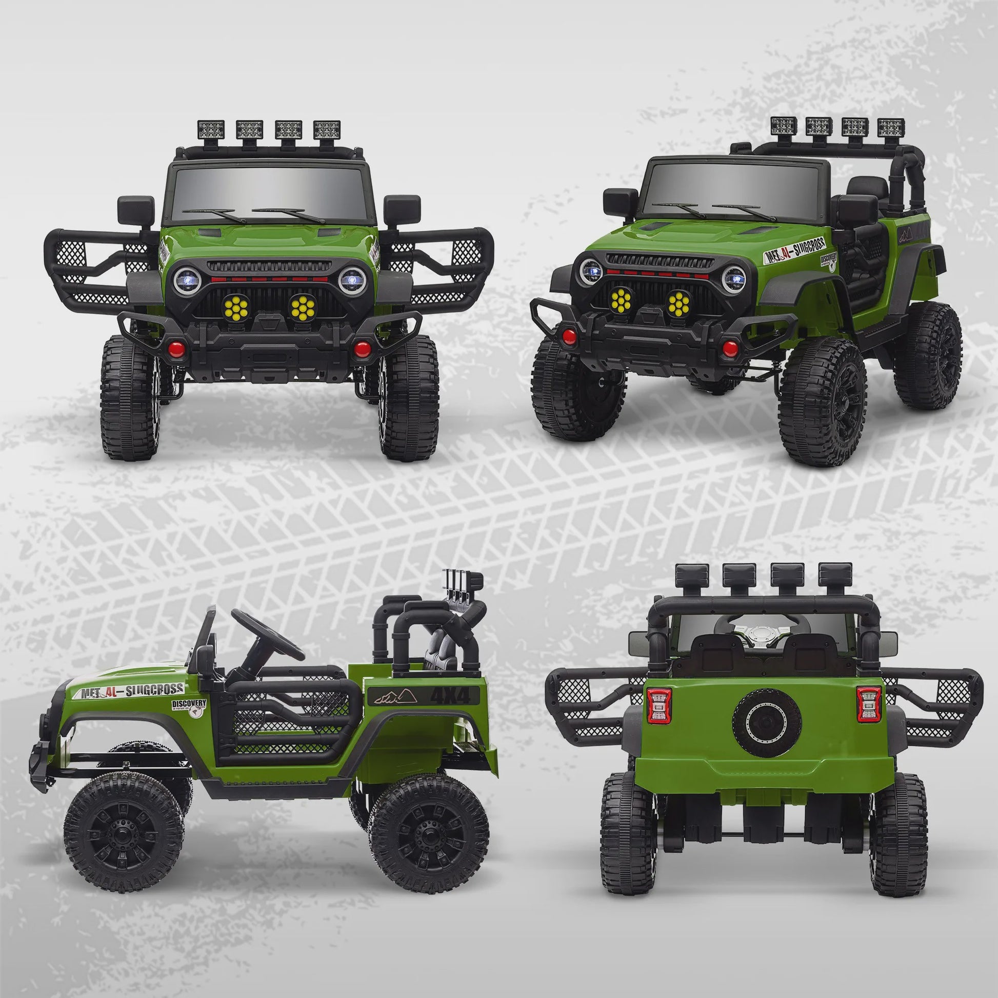 Groene Elektrische Off-road Kinderauto met 2.4 GHz Afstandsbediening en 12V Vermogen