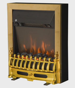 HOMCOM Elektrische Sfeerhaard Neo-Retro Stijl met Vlam Effect - Zwart/Goud