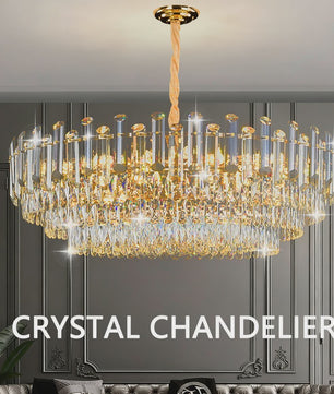 Luxe Gouden Kristallen Plafondlamp LED - 3 Kleuren Dimbaar - Hanglamp voor Eetkamer
