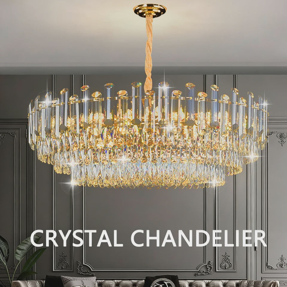 Luxe Gouden Kristallen Plafondlamp LED - 3 Kleuren Dimbaar - Hanglamp voor Eetkamer