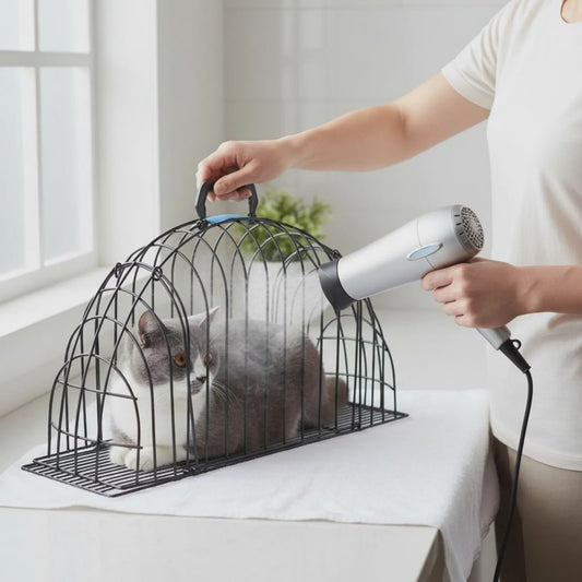 Semi-ronde Kattenwas Kooi - Anti-krab & Anti-worsteling - Ideaal voor Trimmen & Drogen