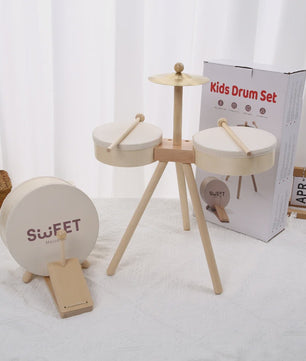 Houten Kinder Drumstel - Educatief Muziek Speelgoed voor Jongens en Meisjes