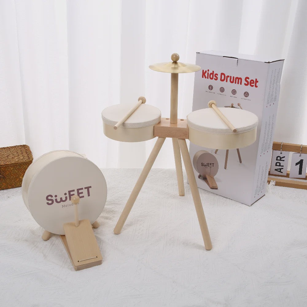Houten Kinder Drumstel - Educatief Muziek Speelgoed voor Jongens en Meisjes