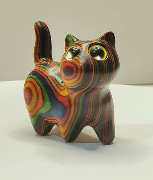 Houten Kat Beeldje - Creatieve Houtsnede Decoratie