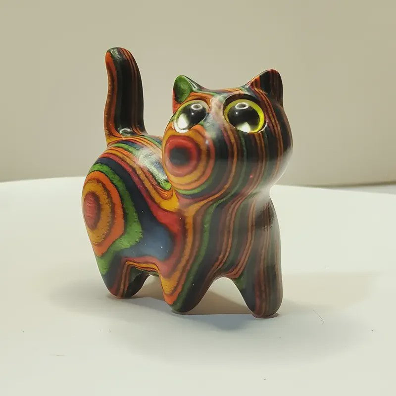 Houten Kat Beeldje - Creatieve Houtsnede Decoratie