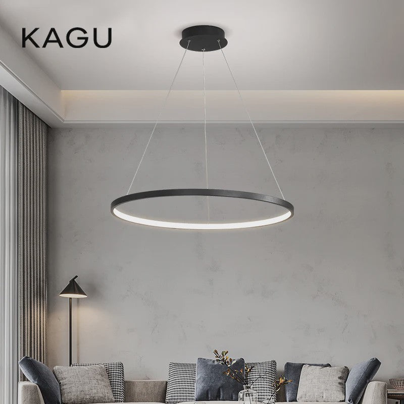 Moderne Ronde LED Plafondlamp Zwart/Wit - Dimbaar Hanglamp voor Keuken en Woonkamer
