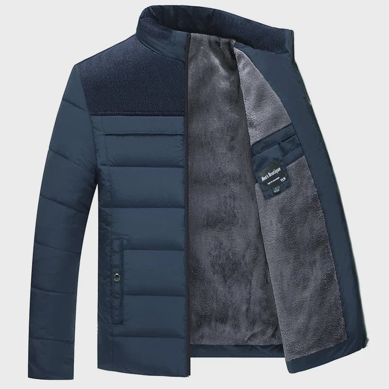 Warme Heren Puffer Jas met Pluche Voering en Opstaande Kraag - Winter Parka