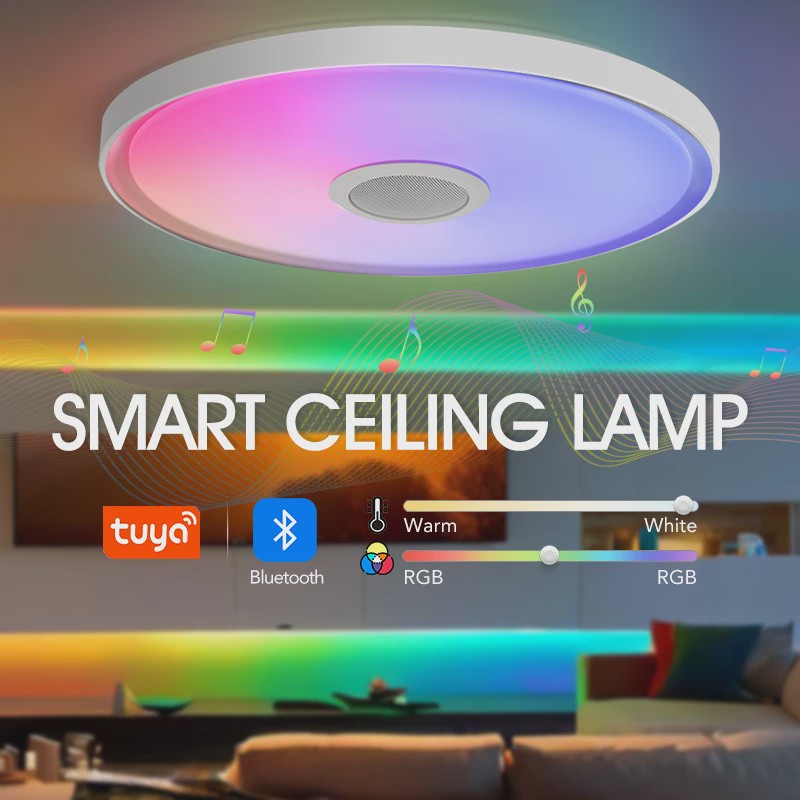 Slimme LED Plafondlamp met RGB, Muziek & Speaker - App & Afstandsbediening