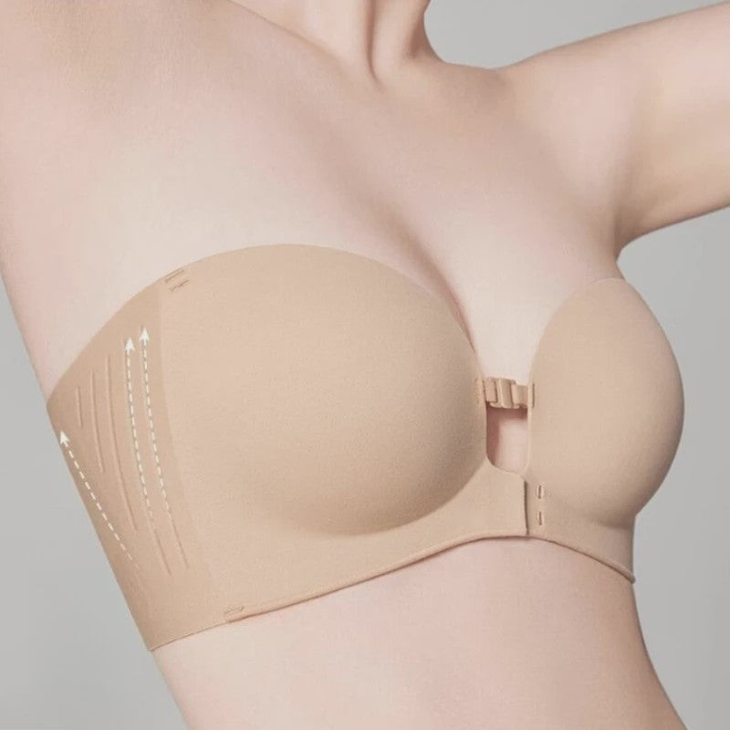 Strapless Push-Up BH met Voorsluiting - Naadloos, Onzichtbaar & Verstelbaar