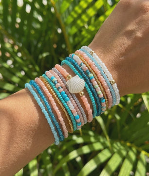 17-delige Boho Kralen Armband Set met Schelpjes - Pastel Kleuren voor Zomer & Strand