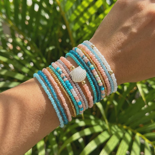 17-delige Boho Kralen Armband Set met Schelpjes - Pastel Kleuren voor Zomer & Strand