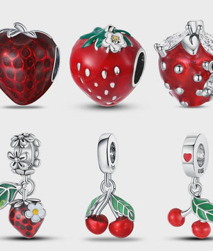 Zilverkleurige Fruit Bedels: Aardbei & Kers - Perfect voor DIY Armbanden
