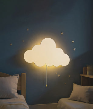 Zwevende Wolk Wandlamp - Sfeervol Nachtlampje voor Kinderkamer, Werkt op Batterijen