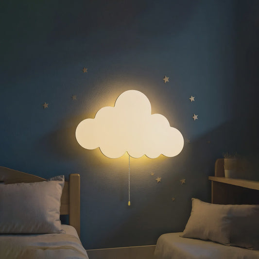Zwevende Wolk Wandlamp - Sfeervol Nachtlampje voor Kinderkamer, Werkt op Batterijen